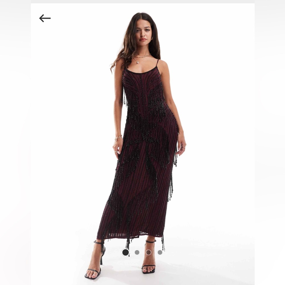 ASOS Design Burgundy Beaded Dress - Size 12